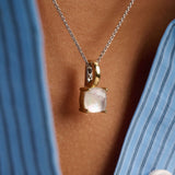 Ketting met Vierkante Parel hanger 11mm