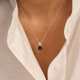 Blauwe Cushion Structure Ketting met hanger