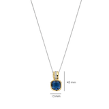 Blauwe Cushion Structure Ketting met hanger