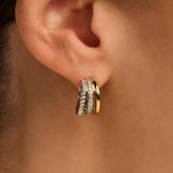 Structured Triple Band Zirkonia Hoops