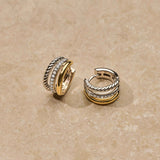 Structured Triple Band Zirkonia Hoops