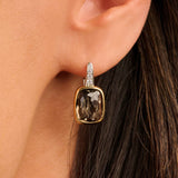 Smokey Brown Zirkonia Cushion Hoops