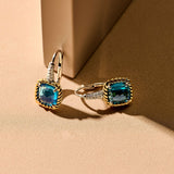 Blauwe Zirkonia Cushion Hoops