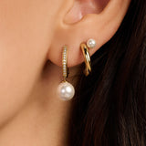 Zirkonia Parel Hoops Goudkleurig