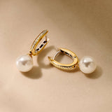 Zirkonia Parel Hoops Goudkleurig