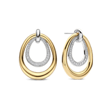 Organic Double Drop Zirkonia Oorbellen