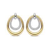 Organic Double Drop Zirkonia Oorbellen