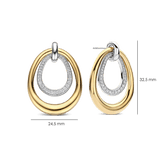 Organic Double Drop Zirkonia Oorbellen