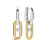 Open Schakel Hoops met Ronde Zirkonia