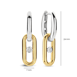 Open Schakel Hoops met Ronde Zirkonia