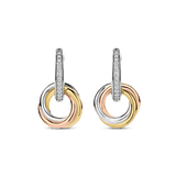 Tricolor Zirkonia Crossover Cirkel Hoops