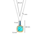 Turqoise Cushion Ketting met hanger